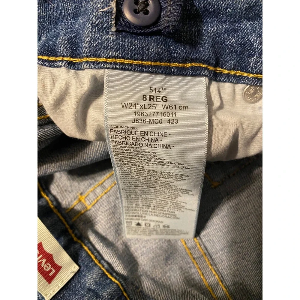 Levis 514 Slim Straight Performance Jeans Boys Size 8 Reg W24 L25 Med Wash 0188